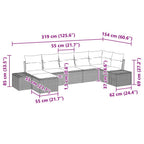 Gartensofa-set mit Kissen 7 pcs Schwarz Poly-Rattan