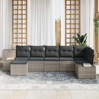 Gartensofa-set mit Kissen 7 pcs Hellgrau Poly-Rattan