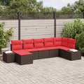Gartensofa-set mit Kissen 7 pcs Braun Poly-Rattan