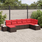 Gartensofa-set mit Kissen 7 pcs Braun Poly-Rattan