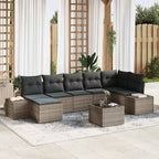 Gartensofa-set mit Kissen 8 pcs Grau Poly-Rattan