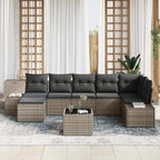 Gartensofa-set mit Kissen 8 pcs Grau Poly-Rattan