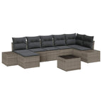 Gartensofa-set mit Kissen 8 pcs Grau Poly-Rattan