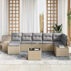 Gartensofa-set mit Kissen 8 pcs Beige Poly-Rattan