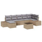 Gartensofa-set mit Kissen 8 pcs Beige Poly-Rattan