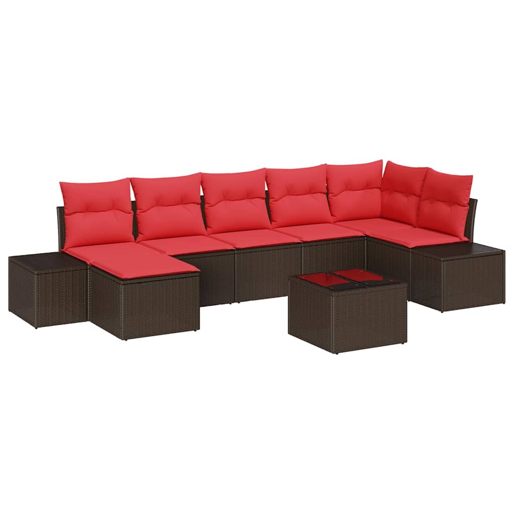 Gartensofa-set mit Kissen 8 pcs Braun Poly-Rattan