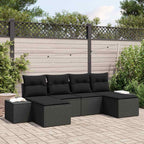 Gartensofa-set mit Kissen 6 pcs Schwarz Poly-Rattan