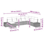 Gartensofa-set mit Kissen 8 pcs Beige Poly-Rattan