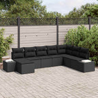 Gartensofa-set mit Kissen 8 pcs Schwarz Poly-Rattan