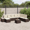 Gartensofa-set mit Kissen 9 pcs Braun Poly-Rattan