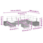Gartensofa-set mit Kissen 9 pcs Braun Poly-Rattan