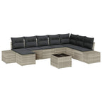 Gartensofa-set mit Kissen 9 pcs Hellgrau Poly-Rattan
