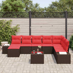 Gartensofa-set mit Kissen 9 pcs Braun Poly-Rattan