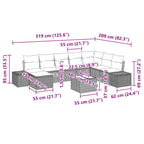 Gartensofa-set mit Kissen 9 pcs Braun Poly-Rattan