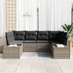 Gartensofa-set mit Kissen 6 pcs Grau Poly-Rattan