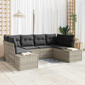 Gartensofa-set mit Kissen 6 pcs Hellgrau Poly-Rattan