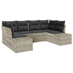 Gartensofa-set mit Kissen 6 pcs Hellgrau Poly-Rattan