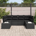 Gartensofa-set mit Kissen 6 pcs Schwarz Poly-Rattan