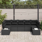 Gartensofa-set mit Kissen 7 pcs Schwarz Poly-Rattan