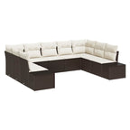 Gartensofa-set mit Kissen 9 pcs Braun Poly-Rattan