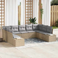 Gartensofa-set mit Kissen 9 pcs Beige Poly-Rattan