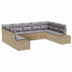 Gartensofa-set mit Kissen 9 pcs Beige Poly-Rattan