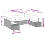 Gartensofa-set mit Kissen 9 pcs Beige Poly-Rattan