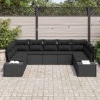 Gartensofa-set mit Kissen 9 pcs Schwarz Poly-Rattan
