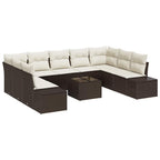 Gartensofa-set mit Kissen 10 pcs Braun Poly-Rattan
