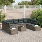 Gartensofa-set mit Kissen 10 pcs Grau Poly-Rattan