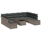 Gartensofa-set mit Kissen 10 pcs Grau Poly-Rattan