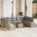 Gartensofa-set mit Kissen 10 pcs Beige Poly-Rattan