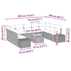 Gartensofa-set mit Kissen 10 pcs Hellgrau Poly-Rattan