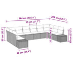 Gartensofa-set mit Kissen 10 pcs Grau Poly-Rattan
