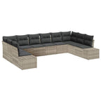 Gartensofa-set mit Kissen 10 pcs Hellgrau Poly-Rattan