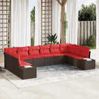 Gartensofa-set mit Kissen 10 pcs Braun Poly-Rattan