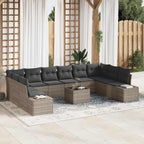 Gartensofa-set mit Kissen 11 pcs Grau Poly-Rattan