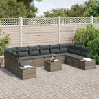 Gartensofa-set mit Kissen 11 pcs Grau Poly-Rattan
