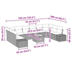 Gartensofa-set mit Kissen 11 pcs Beige Poly-Rattan
