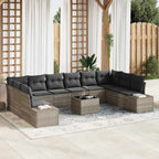 Gartensofa-set mit Kissen 11 pcs Hellgrau Poly-Rattan