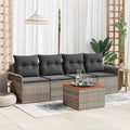 Gartensofa-set mit Kissen 5 pcs Grau Poly-Rattan