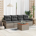 Gartensofa-set mit Kissen 5 pcs Grau Poly-Rattan