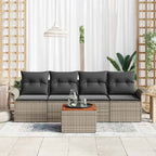 Gartensofa-set mit Kissen 5 pcs Grau Poly-Rattan