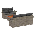 Gartensofa-set mit Kissen 6 pcs Grau Poly-Rattan
