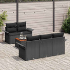 Gartensofa-set mit Kissen 6 pcs Schwarz Poly-Rattan