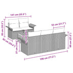 Gartensofa-set mit Kissen 6 pcs Grau Poly-Rattan