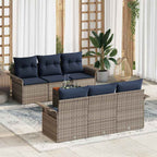 Gartensofa-set mit Kissen 7 pcs Grau Poly-Rattan