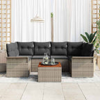 Gartensofa-set mit Kissen 7 pcs Grau Poly-Rattan
