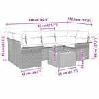 Gartensofa-set mit Kissen 7 pcs Beige Poly-Rattan
