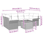 Gartensofa-set mit Kissen 7 pcs Grau Poly-Rattan